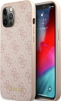 Produktbild von Guess 4G Metall Gold Logo - iPhone 12 / iPhone 12 Pro Tasche (rosa)
