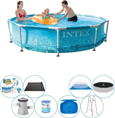 Productafbeelding van Metalen frame, rond, voor strandzijde, 305x76 cm - Deluxe zwembadset