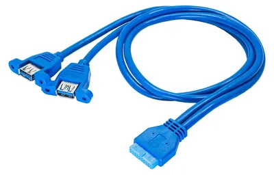 Produktbild von Akyga AK-CA-62, 65 m, USB 3.0 19-pin, 2 x USB 3.0, USB 3.2 Gen 1 (3.1 Gen 1), Männlich, Blau