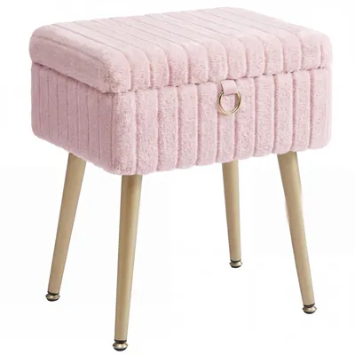 Produktbild von SONGMICS Schminktisch-Stuhl, Hocker mit Stauraum, Schminkhocker, Fußhocker, Metallbeine, gepolstert, verstellbare Füße