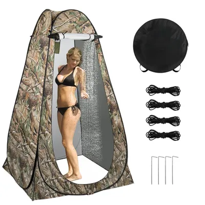Image de Tente de camping, tente de douche, tente pop-up, tente de toilettes, tente d'appoint, tente de campement, tente de vestiaire, tente de randonnée avec sac de transport, 120 x 120 x 190 cm, pour les activités de plein air et la plage