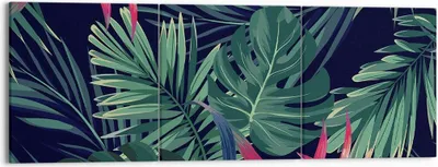 Produktbild von Bild auf Leinwand - Leinwandbild - 3 Teile - Exotisch Blumen Blätter - 150x50cm - Wand Bild - Wanddeko - Wandbilder - Leinwanddruck - Bilder - Wanddekoration - Leinwand bilder - CA150x50-4308