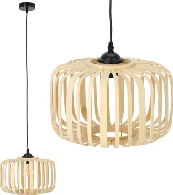 Produktbild von Boho Deckenlampe 1xE27 30cm Schwarz Rattan Hängeleuchte