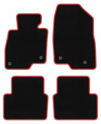 Zdjęcie produktu dla Dywaniki samochodowe welurowe CARLUX-RED do: Mazda 3 III (BM) (2013-, hatchback, sedan) czarne z czerwonym obszyciem, z mocowaniami