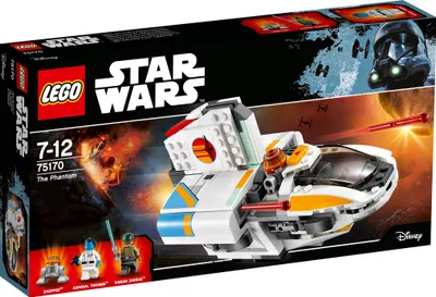 The image shows the packaging of a LEGO Star Wars The Phantom set, featuring the product box with an illustration of the spaceship and characters.