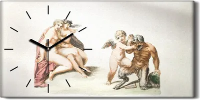 Produktbild von Wandbild Leinwand Bilder mit Uhr 60x30 Zeichnen Antike Engel Götter Kunst - schwarze Hände