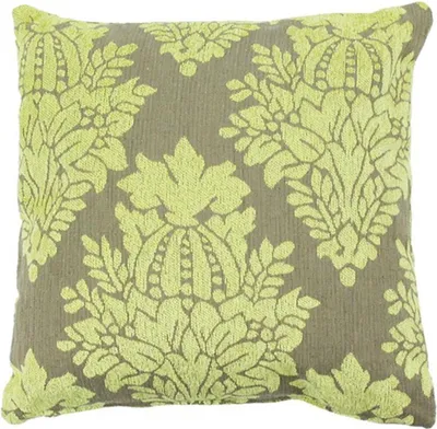 Image de Coussin en coton tissé déhoussable à motifs fleur de lys vert 43x43