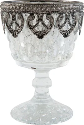 Produktbild von Clayre & Eef Teelichthalter Ø 8x11 cm Silberfarbig Glas