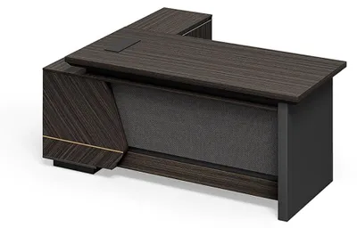 Immagine prodotto di Moderna scrivania angolare in legno marrone per un arredamento d'ufficio elegante