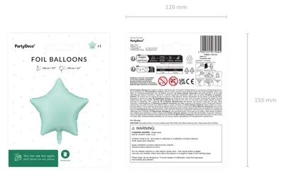 Immagine prodotto di Palloncino in pellicola a forma di stella, 48 cm, verde menta opaco