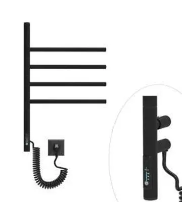 Immagine prodotto di Termosifone elettrico da bagno con bracci mobili nero opaco Vertical 4 57W 62×40 cm a risparmio energetico