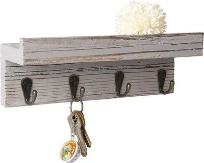 Produktbild von Famanu Schlüsselhalter – Wandorganizer mit 4 Haken – Dekorative Aufbewahrung
