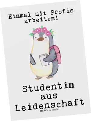 Produktbild von Mr. & Mrs. Panda Postkarte Studentin Leidenschaft - Weiß - Geschenk, bildkarte, Grußkarte, Ansichtskarten, Ansichtskarte, Postkarten