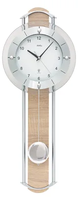 Produktbild von AMS F5305 Pendel-Funkwanduhr mit lackierten Metallstäben und Sonoma-Einlage