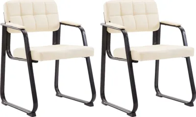Produktbild von 2er Set Besucherstühle HLO-CP22 B Kunstleder creme