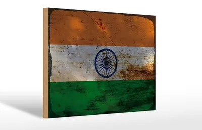 Produktbild von Holzschild Flagge Indien 30x20cm Flag of India Rost