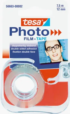 Produktbild von tesa Photo-Klebestreifen mit Abroller, 7,5mx12mm, doppelseitig klebend, transparent (7,5 m Rolle)