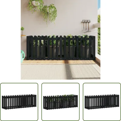 Produktbild von The Living Store Hochbeet Latten-Design Schwarz 200x50x70 cm Massivholz Kiefer