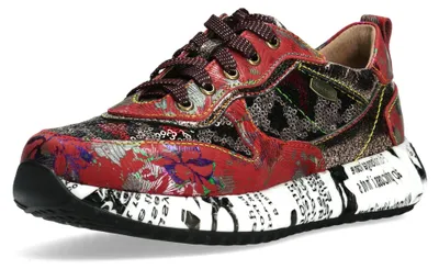 Produktbild von Laura Vita Damen Sneaker mit floralem Muster Pailletten und Plateau Burton 40, G