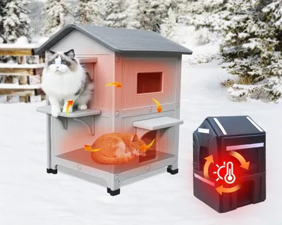 Produktbild von Isoliertes Katzenhaus für den Außenbereich mit Fluchtöffnung