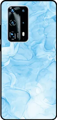 Produktbild von Smartphonica Handytasche Passend für Huawei P40 Pro Plus mit Marmordruck - TPU Rückendeckung Fall Marmor Design - Hellblau