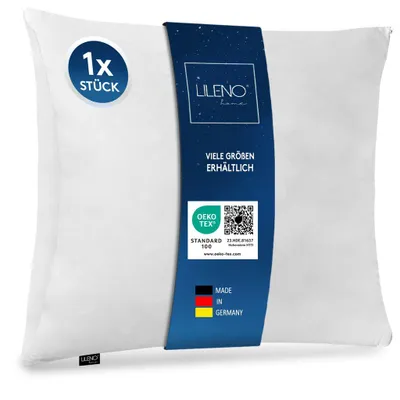 Produktbild von LILENO HOME Microfaser Kissen 80x80 cm DELUXE (1200g Füllung) [1er Set] bis 95 Grad waschbar mit Reißverschluss - Kopfkissen 80x80 cm als Kissen-Füllung für Bett - Deko-Sofa-Kissen