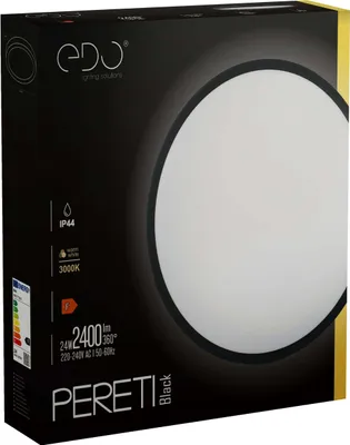 The image shows the packaging of a LED ceiling light.