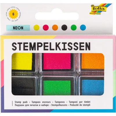 Stempelkissenset Neon, 6 Stempelkissen, 2,4 x 2,4 cm, bunt