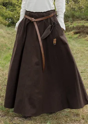Image de Jupe médiévale, évasée, marron foncé Coton Jupe médiévale Viking Jupe LARP Femme Costume Taille : XL