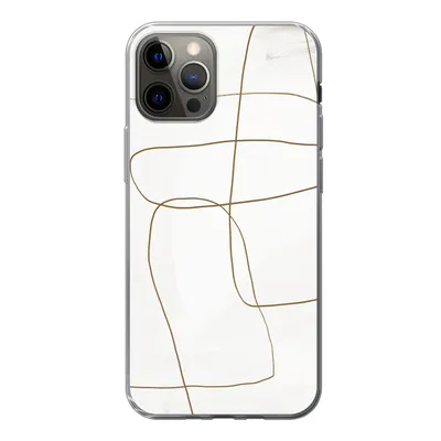 Produktbild von MuchoWow® Handyhülle Schutzhülle Hülle für iPhone 13 Pro Kunst - Braun - Weiß - Abstrakt Silikon Softcase Handy Hülle - Handy-Tasche