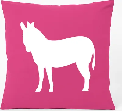 Produktbild von Huuraa Kissen Esel Silhouette 40x40cm mit Füllung Fuchsia Baumwolle Dekokissen Geschenkidee