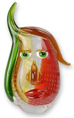 Produktbild von Casa Padrino Designer Vase Gesicht Mehrfarbig 19 x 9,9 x H. 30,5 cm - Wohnzimmer Deko Vase - Dekorative Glasvase - Abstrakte Blumenvase - Deko Accessoires - Abstrakte Deko Vasen