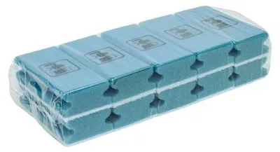 Produktbild von D&L Reinigungs-Scheuerschwamm mit Griff - Blau/Weiß - 10er-Pack