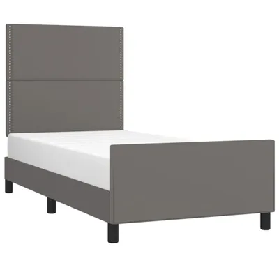 Produktbild von Bettgestell mit Kopfteil Grau 100x200 cm Kunstleder