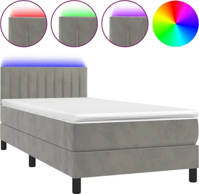 Obrázok produktu pre vidaXL Boxspring posteľ s matracom a LED svetlom sivá 80x200 cm Velvet
