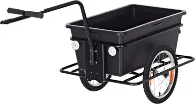 Produktbild von Roland Big Boy Fahrradanhänger mit Hochdeichsel, 90L Recycling-Kunststoffwanne, 16" Speichenräder, max. Zuladung 40 kg, ideal für Gartenarbeit und Einkäufe