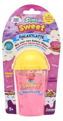 Produktbild von Sliz – Slimy Sweet Galaxylatte, 140 g, in einem Becher, Kartonmaße: 11 x 20 x 7 cm