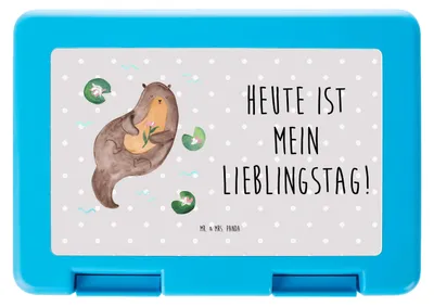 Produktbild von Mr. & Mrs. Panda Bento Box Otter Seerose - Grau Pastell - Geschenk, Vorratsbehälter, Fluss, Lunchbox, Bentobox, Seeotter, Vesperbox, Lieblingstag, Frühstücksbox, Wasser