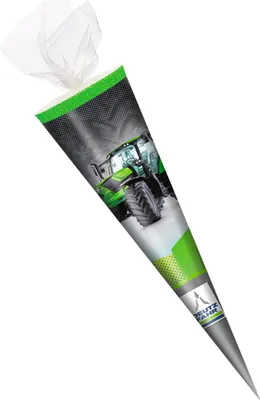 Produktbild von Schultüte / Zuckertüte / 35cm / rund / Tüllverschluss / "Deutz Traktor"