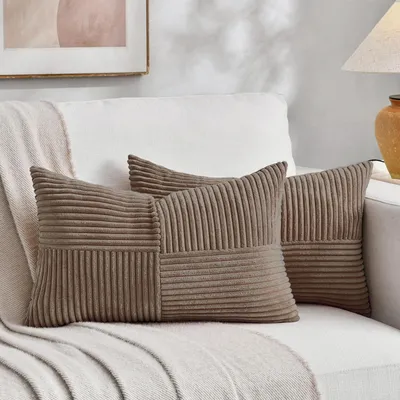 Productafbeelding van Kussenslopen, corduroy, lichtbruin, 40x80 cm, set van 2