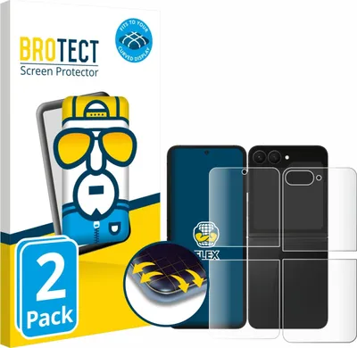 Produktbild von 2x BROTECT Fullscreen Schutzfolie für Samsung Galaxy Z Flip 7 FE (Display+Rückseite) Displayschutz Folie Fullcover Klar Transparent