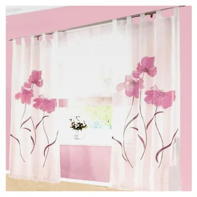 Produktbild von Transparente Netzvorhänge für Fenster, Voile, elegantes Blumenmuster, für Schlafzimmer, Badezimmer, Küche, Rosa, (B x H) 150 x 245 cm, 2 Stück