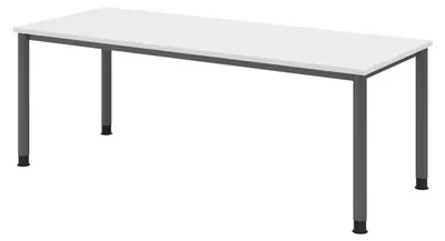 Produktbild von bümö Schreibtisch Serie-H - Nachbildung: Weiß, Gestell: Graphit, Größe:  200 x 80 cm