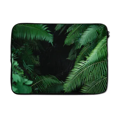 Produktbild von MuchoWow® Laptop Hülle 14 ZollNahaufnahme von tropischen Blättern Laptoptasche - Laptoptasche - Stoßsicher - Schutzhaube