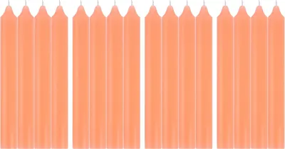 Immagine prodotto di Candele per tavola, senza profumo, colori neon, 17 x 2 cm, durata di combustione 9 ore, colore arancione neon, confezione da 16 candele
