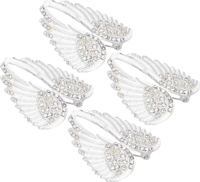 Produktbild von 4 Stück Brosche, Diamant-Engelsflügel Muster, Mode-Reversnadel Accessoire Weiß
