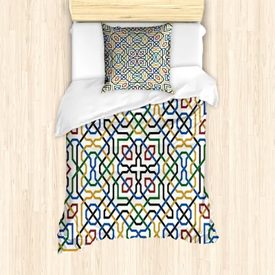 Produktbild von ABAKUHAUS Ethnisch Bettbezug Set für Einzelbetten, Klassisch Etnisch Tribal, Milbensicher Allergiker geeignet mit Kissenbezug, Mehrfarbig