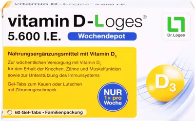 Obrázek produktu pro vitamin D-Loges 5.600 I.E. Gelové tablety, 60 ks, 60 ks tablet