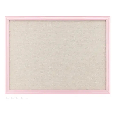 Produktbild von Navaris Memoboard mit Leinenoberfläche - Memoboard 58x43 cm mit Pinnwand aus Leinen - Pinwand Stofffläche mit Rahmen - inkl. Stecknadeln Pins - Rosa
