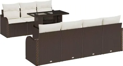 Immagine prodotto di vidaXL Set di divani da giardino 8 pezzi Marrone 100 x 55 x 73 cm Poly Rattan